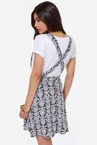 Thumbnail for your product : Moon Collection Forever Free Ivory and Black Print Suspender Skirt