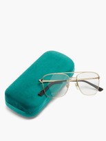 Thumbnail for your product : Gucci Web-stripe Aviator Metal Glasses - Gold