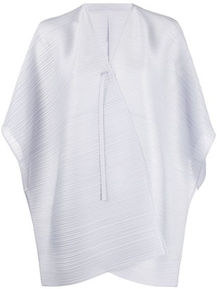 Pleats Please Issey Miyake Cross-Front Pleated Top