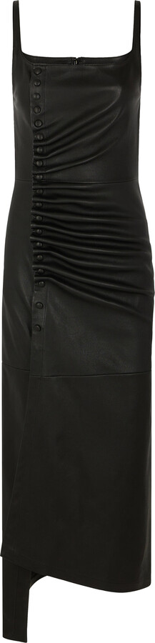 Rabanne Detailed Leather Midi Dress