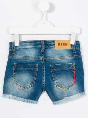 MSGM Kids beaded pockets denim shorts