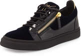 Thumbnail for your product : Giuseppe Zanotti Men's Velvet & Patent Leather Low-Top Sneaker, Navy
