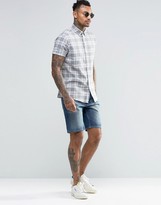 Thumbnail for your product : ASOS Check Shirt In Linen Mix With Short Sleeves