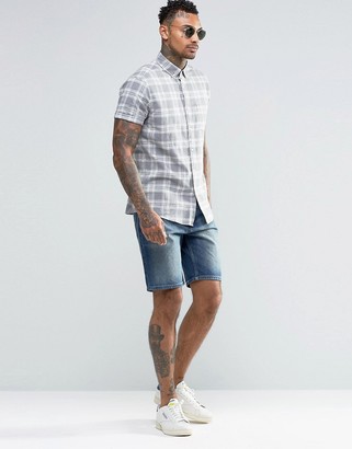 ASOS Check Shirt In Linen Mix With Short Sleeves