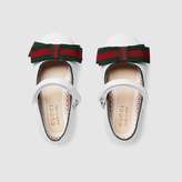 Thumbnail for your product : Gucci Toddler leather ballet flat with Web