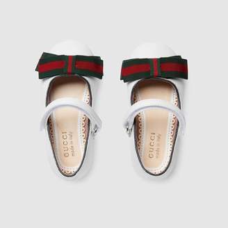 Gucci Toddler leather ballet flat with Web