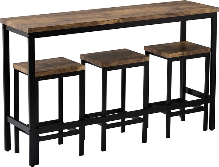 Counter Height Extra Long Dining Table Set with 3 Stools Pub Kitchen Set Side Table with