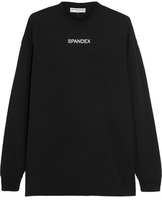 Balenciaga Oversized Printed Stretch-cotton Jersey Sweatshirt - Black