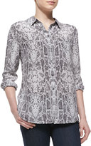 Thumbnail for your product : Equipment Reese Silk Snakeskin-Print Long-Sleeve Top