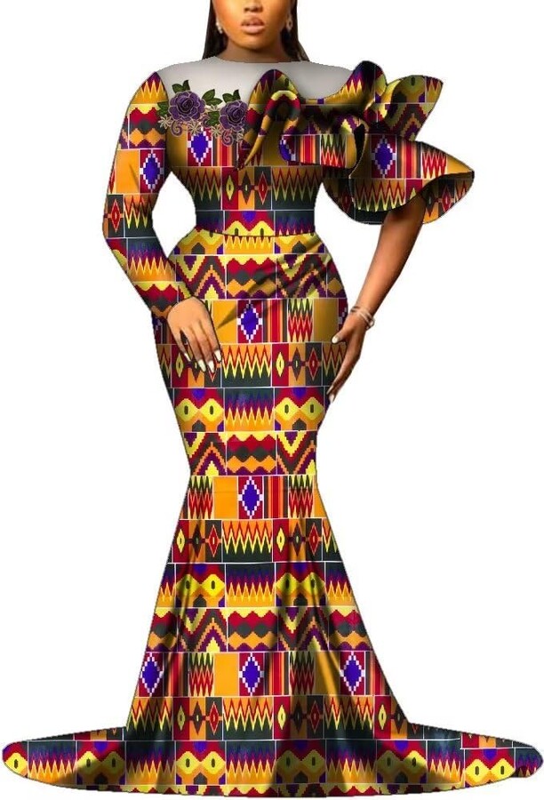 Afrilisco African Dresses for Women Ankara Floral Print Dashiki