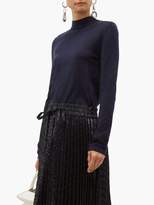 Thumbnail for your product : RED Valentino Tie-neck Wool-blend Sweater - Womens - Navy