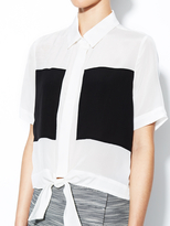 Thumbnail for your product : Aryn K Silk Tie Front Colorblocked Top