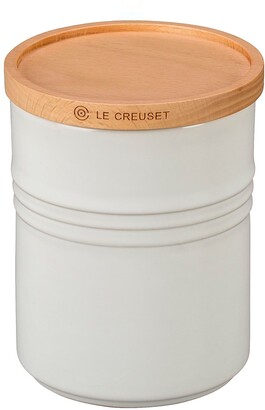 Le Creuset Glazed Stoneware 2 1/2 Quart Storage Canister with Wooden Lid
