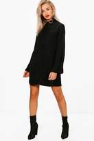 Thumbnail for your product : boohoo Pleated Sleeve Collar Tip Shift Dress
