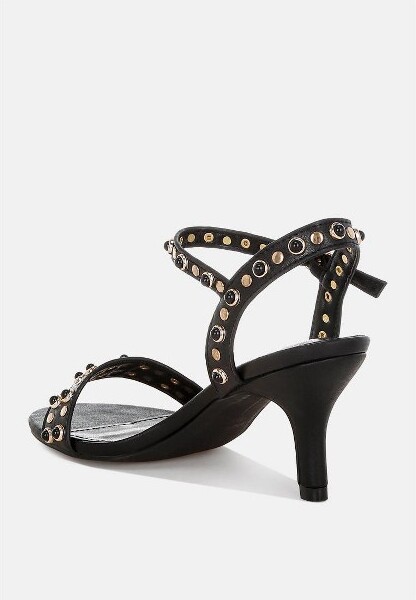 Rag & Co Rag&CoWomensNidaraStuddedRealLeatherKittenSandals6