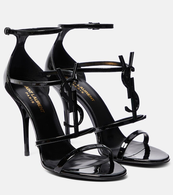 Saint Laurent Cassandra patent leather sandals - ShopStyle