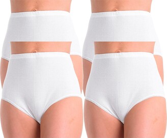 Lady Olga Ladies 94% Soft Cotton Lycra Sulggi Full Briefs Plain White Underwear 
