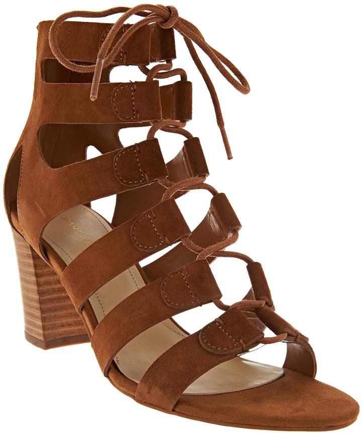 Marc Fisher Suede Lace-up Block Heel Sandals Paradox pick size color new
