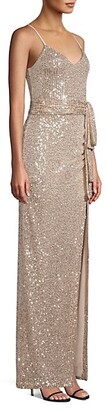LIKELY Emile Draped Sash Sequined Gown