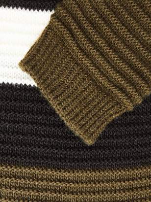 Quiz Knitted Stripe Long Sleeve Roll Neck Crop Jumper - Khaki