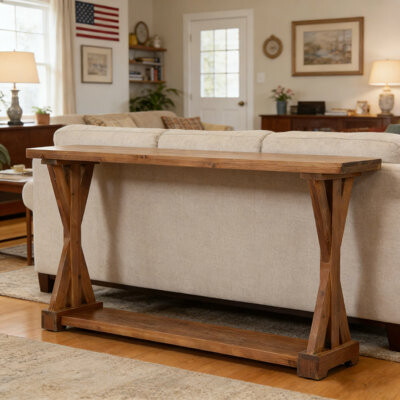 17 Stories 63-Inch Solid Wood Console Table, Narrow Sofa Table behind Couch, Farmhouse Entryway Table with Storage, for Living Room, Hallway