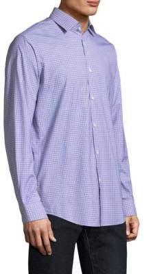 Theory Crosshatch Cotton Casual Button-Down Shirt