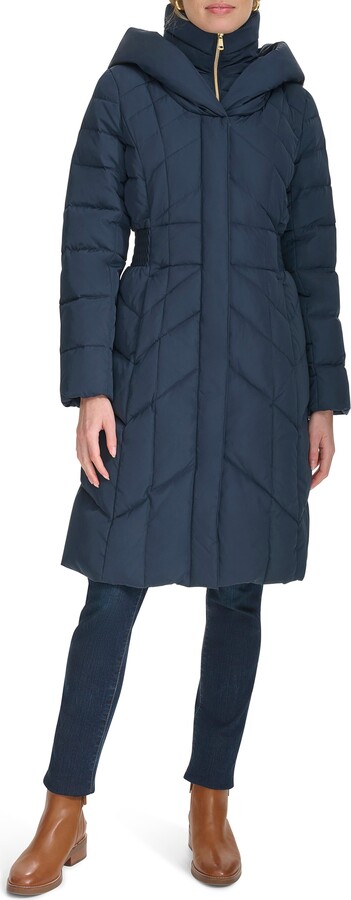 Cole Haan Taffeta Puffer Coat with Quilted Zip Bib