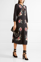 Thumbnail for your product : Vilshenko Holly Floral-print Silk Crepe De Chine Midi Dress - Black