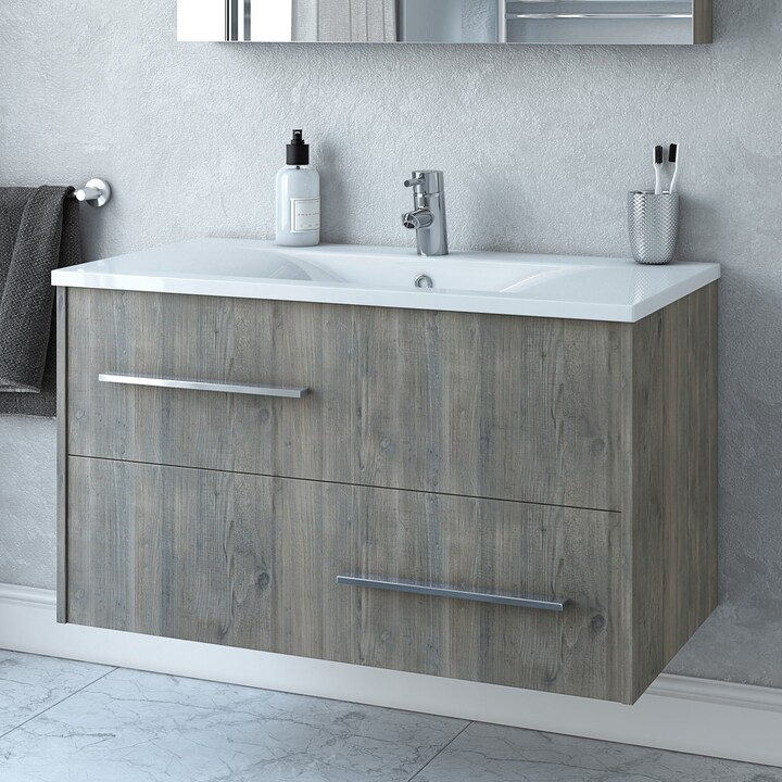 36" Thalia Grey Wood Floating Vanity with Integrated Sink ShopStyle