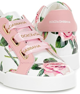 Dolce & Gabbana Children Portofino floral leather sneakers