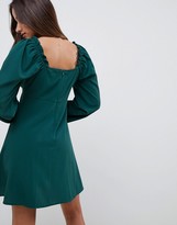 Thumbnail for your product : ASOS DESIGN sweetheart babydoll mini swing dress with long sleeves