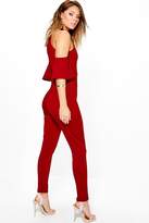 Thumbnail for your product : boohoo Open Shoulder Skinny Leg Jumpsuit