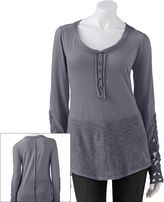 Thumbnail for your product : Mudd crochet henley - juniors