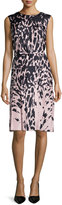 Thumbnail for your product : J. Mendel Sleeveless Feline-Print Dress, Kitten Pink/Noir