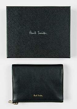 Paul Smith Women's Small Black Leather Press-Stud Purse With Metallic Interior