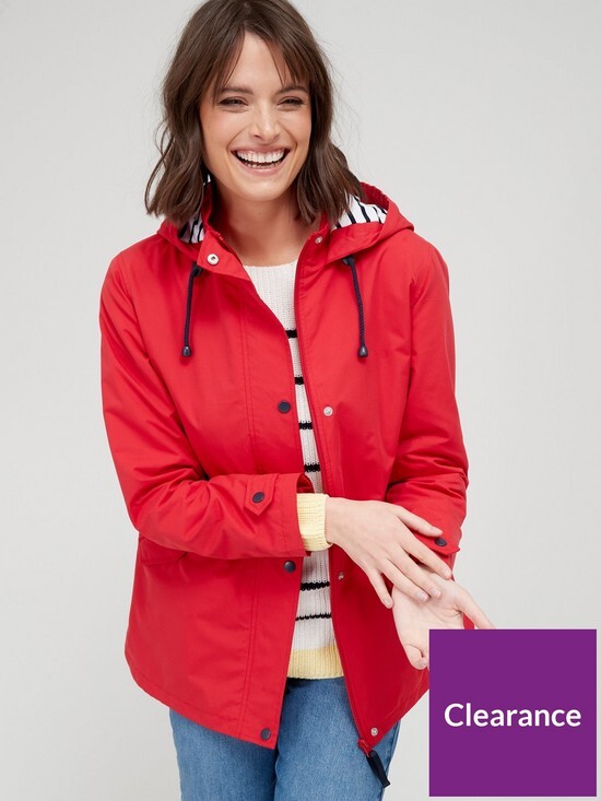Fig & Basil Jersey Lined Hooded Rain Jacket Red ShopStyle