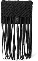 Thumbnail for your product : Saint Laurent Fringed Woven Suede Clutch - Black