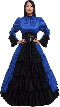 Renaissance Dress In Midnight | Indigo Blue Gothic Victorian Corset Gown - Dare Fashion - Foto 10
