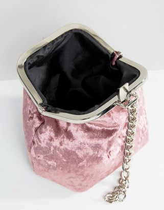 Missguided Velvet Clutch Bag with Chain Handle