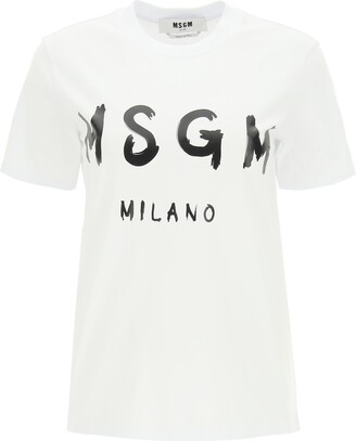 MSGM Cotton Cropped T-shirt in Fuchsia - Save 32% Womens Tops MSGM Tops Red 