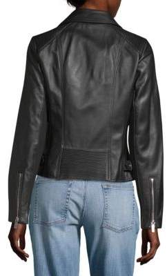 MICHAEL Michael Kors Rib-Paneled Leather Moto Jacket