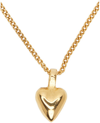 Saint Laurent Gold Mini Heart Charm Necklace