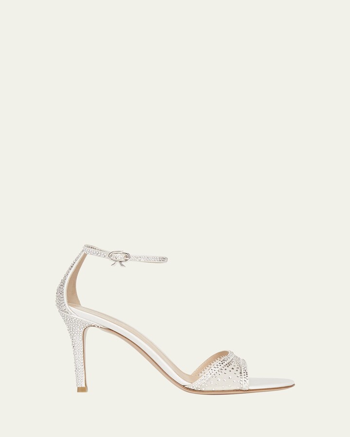 Gianvito Rossi Strass Organza Ankle-Strap Cocktail Sandals