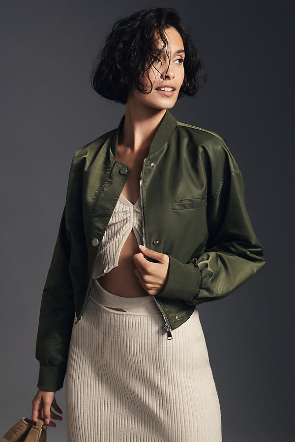 Green cropped bomber Clearance