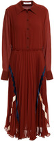 Thumbnail for your product : See by Chloe Satin-trimmed Plisse-georgette Midi Shirt Dress