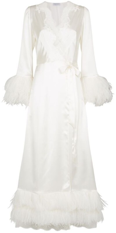 fluffy trim maxi robe