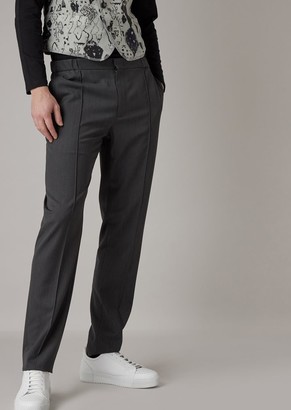 Giorgio Armani Water Repellent Serge Pants With Pleats