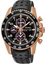 Thumbnail for your product : Seiko Sportura Chronograph Rose Gold Black Leather Strap Mens Watch