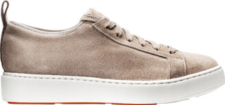 Santoni Clean Icon Stretch Suede Low-Top Sneakers