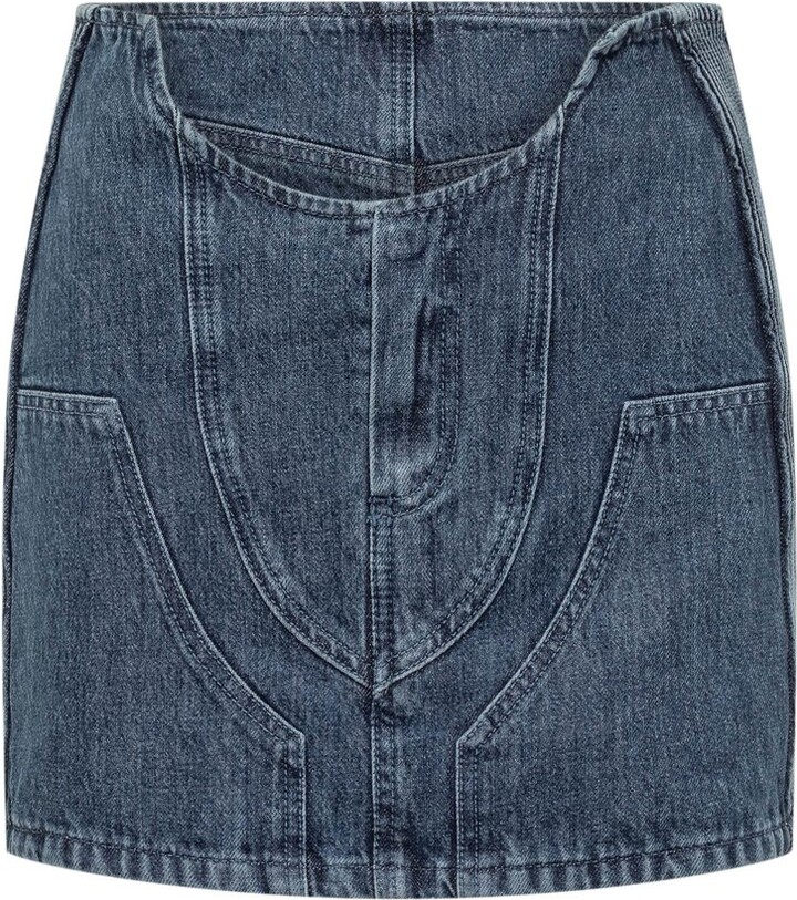 Off-White Cut-Out Denim Mini Skirt